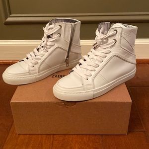 Zadig & Voltaire high flash sneakers.  Super comfortable. White. Size 38 (8)